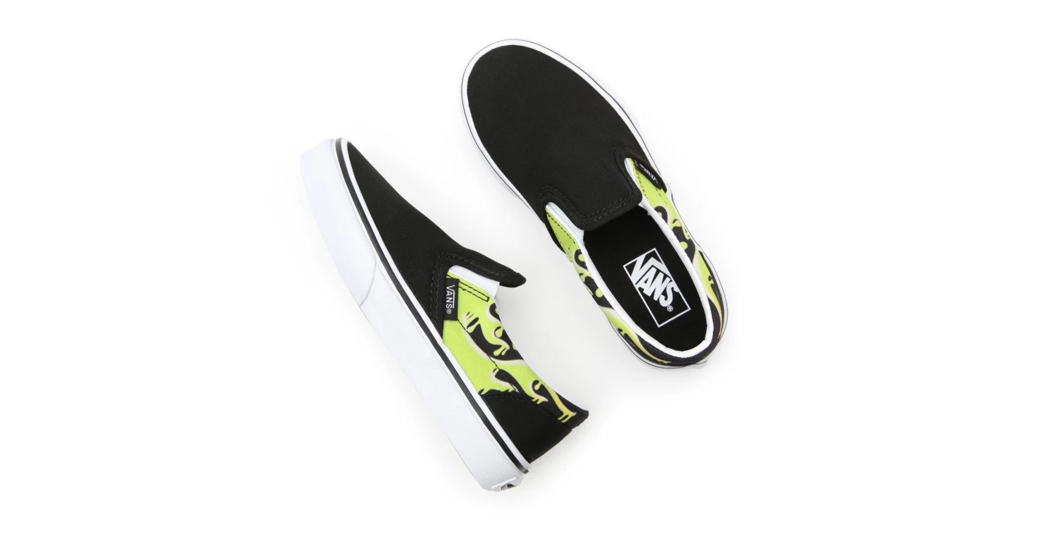 Vans Kids Classic Slip-On Slime Flame Black/White - Afbeelding 3